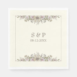 Guardanapo De Papel Desenho de flores marfim casamento romântico