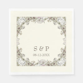 Guardanapo De Papel Desenho de flores marfim casamento romântico