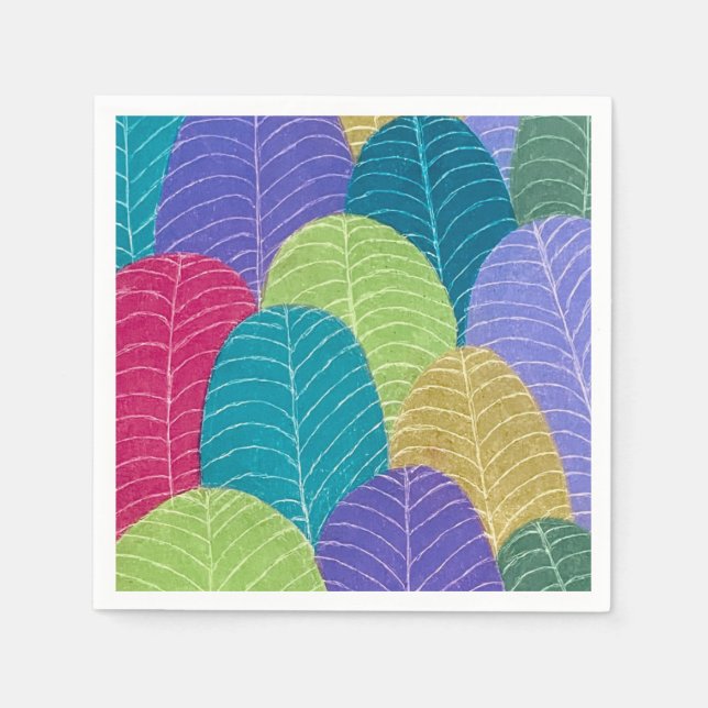 Guardanapo De Papel Desenho de Folhas com Lápis Colorido (Frente)