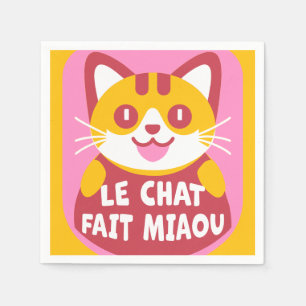 Guardanapo De Papel Desenho de Gatinho Atarracado Laranja Diz Meow em
