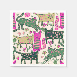 Guardanapo De Papel Desenho de Gatos Retrô