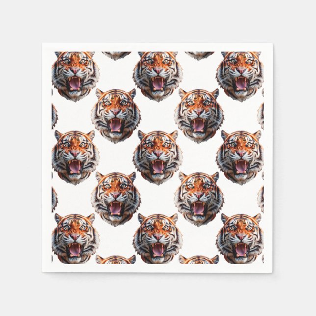 Guardanapo De Papel Desenho de padrão de cabeça de tigre - Branco (Frente)