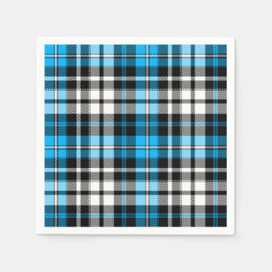 Guardanapo De Papel Desenho de padrão xadrez escocês azul preto branco