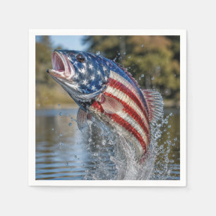 Guardanapo De Papel Desenho de Peixe com Bandeira Americana