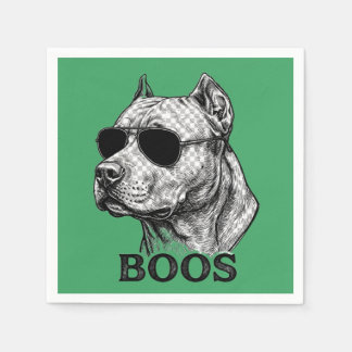 Guardanapo De Papel Desenho de tatuagem de Pitbull com óculos de sol B