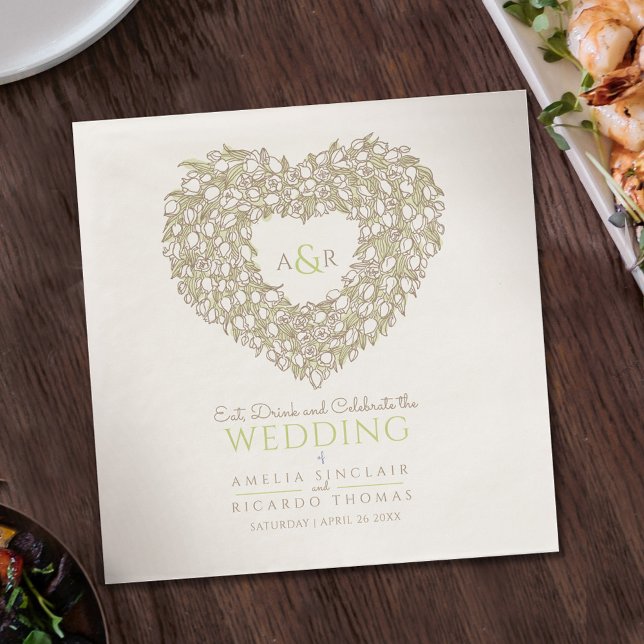 Guardanapo De Papel Desenho de tinta da tulipa de creme de monograma d (Criador carregado)