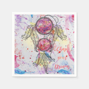 Guardanapo De Papel Desenho em aquarela Dreamcatcher "Chase your Dream