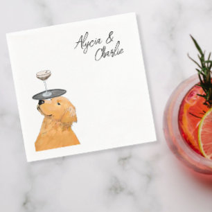 Guardanapo De Papel Desenho fofo do recuperador de ouros com bebidas