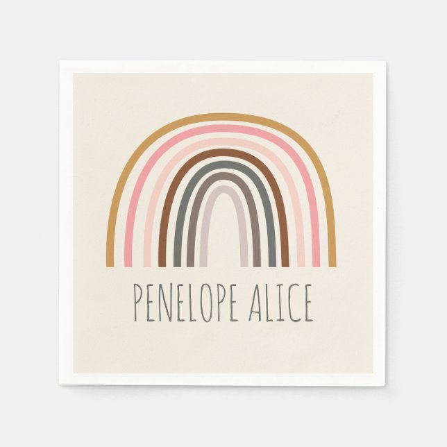 Guardanapo De Papel Desenho Mínimo Boho Arco-Íris Personalizado (Frente)