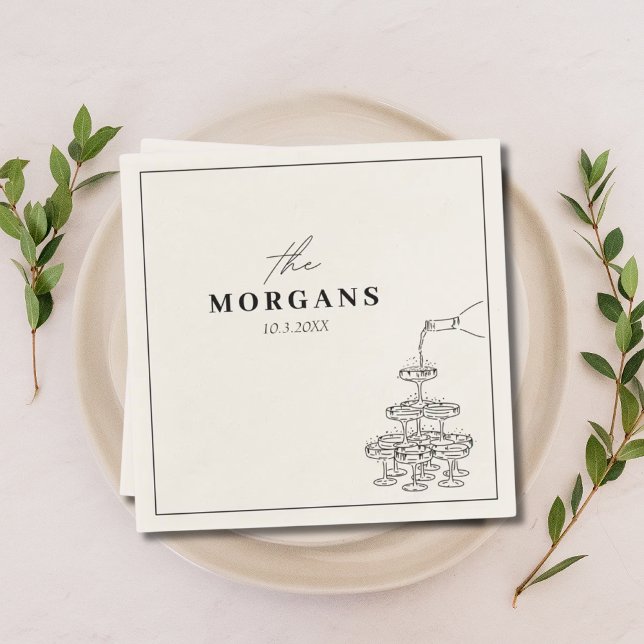 Guardanapo De Papel Desenho personalizado do champanhe do Sobrenome Na (Criador carregado)