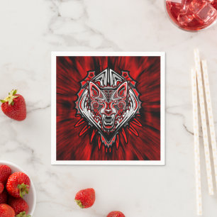 Guardanapo De Papel Desenho Totêmico Tribal Haida de Lobo
