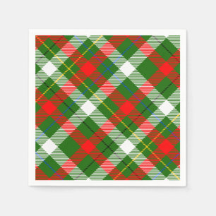 Guardanapo De Papel Desenho Xadrez de Flanela Vermelho Verde Branco Na