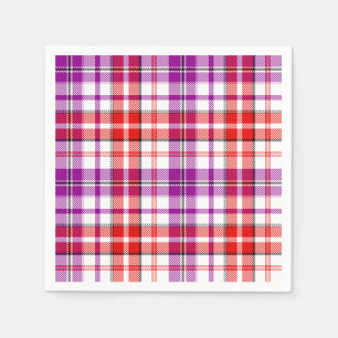 Guardanapo De Papel Desenho Xadrez Escocês Branco Vermelho Roxo