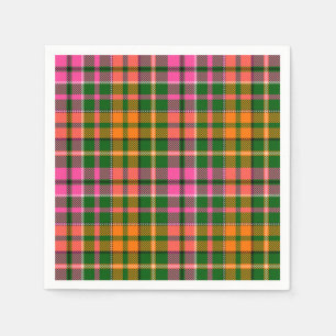 Guardanapo De Papel Desenho Xadrez Escocês Listrado Verde Rosa Laranja