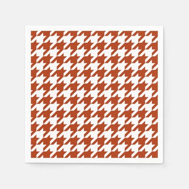 Guardanapo De Papel Desenho Xadrez Houndstooth Marrom Branco (Frente)
