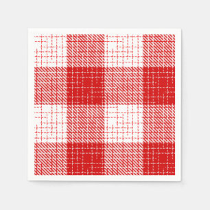 Guardanapo De Papel Desenho Xadrez Quadrados Grandes Vermelho e Branco