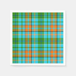 Guardanapo De Papel Desenho Xadrez Tartan Laranja Azul Verde