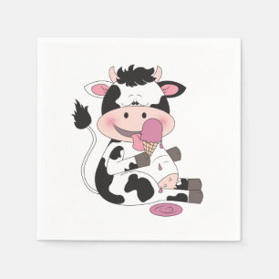 Guardanapo De Papel Desenhos animados bonitos da vaca do bebê com seu