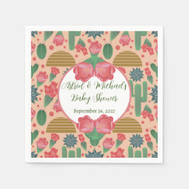 Guardanapo De Papel Deserto Chás de fraldas Florais Rosa-Esbranquiçada