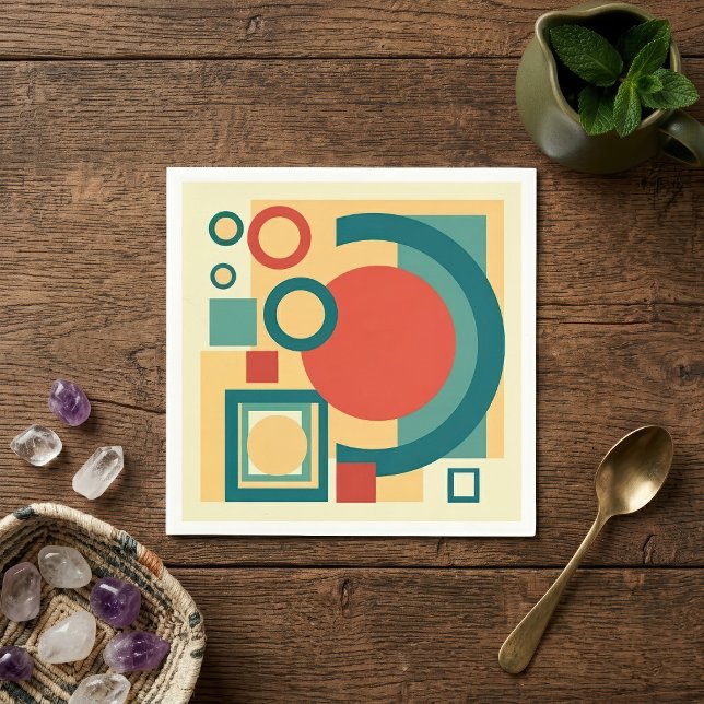 Guardanapo De Papel Design Abstrato em Estilo Retro Geométrico Risogra (Retro Geometric Risograph Style Abstract Design. Napkins)