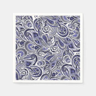 Guardanapo De Papel Design branco azul bonito dos padrões de paisley