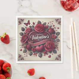 Guardanapo De Papel Design com Rosas e coração