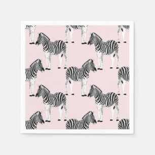 Guardanapo De Papel Design cor-de-rosa com zebra branca e negra