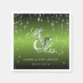 Guardanapo De Papel Design das luzes das estrelas do Verde limão metál