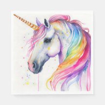 Design de Aquarela do Rainbow Unicorn Party Plate