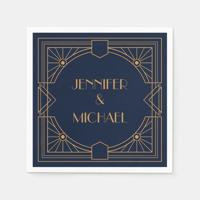 Guardanapo De Papel Design de Arte Geométrica do Ouro Elegante (Frente)