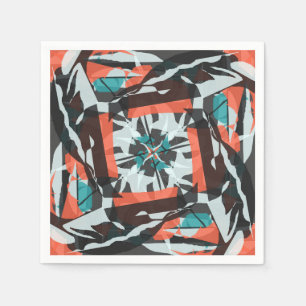 Guardanapo De Papel Design de Azulejo de fiação em laranja, preto e aq