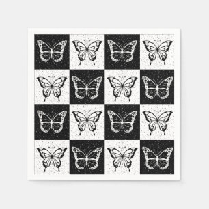 Guardanapo De Papel Design de borboleta branca-preta com controlo