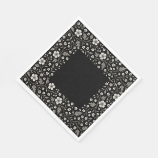 Guardanapo De Papel Design de Boundary Floral Hawthorn Preto