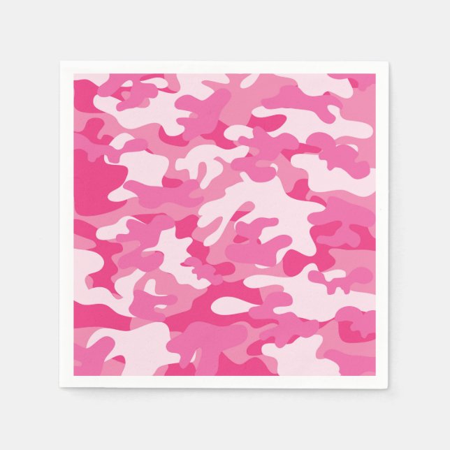 Guardanapo De Papel Design de Camo Cor-de-Rosa e Branco (Frente)