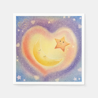 Guardanapo De Papel Design de céu sonhador com lua e estrelas em paste