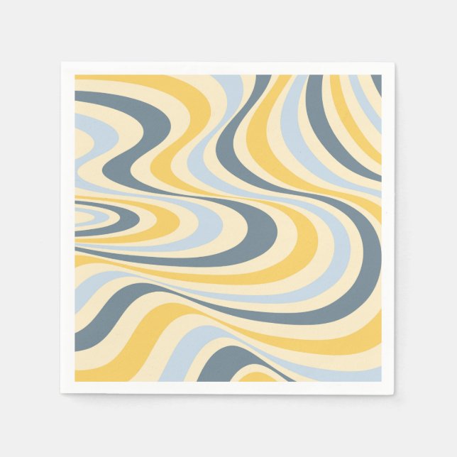 Guardanapo De Papel Design de espiral abstrato amarelo e azul (Frente)
