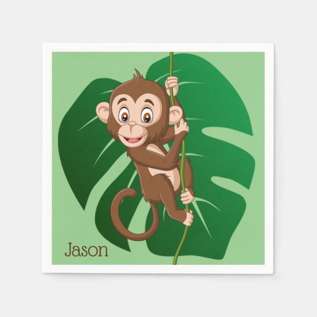 Guardanapo De Papel Design de folha de folhas de macaco (Frente)