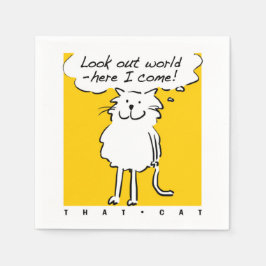 Guardanapo De Papel Design de gato. "Cuidado mundo, aqui estou eu!"