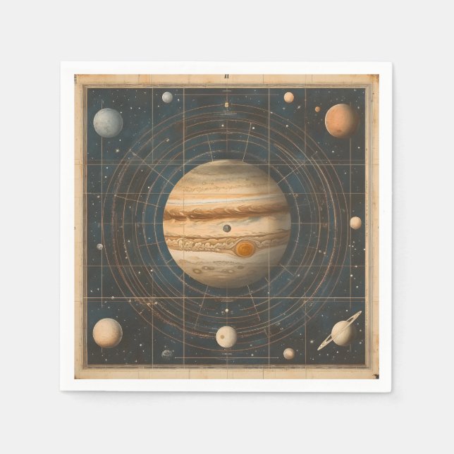Guardanapo De Papel Design de Gráfico Celestial Centrado em Júpiter (Frente)