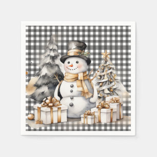 Guardanapo De Papel Design de inverno do Natal preto
