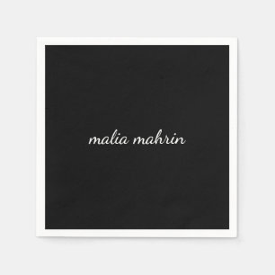 Guardanapo De Papel Design de Letra Cursiva Monograma Preto Moderno