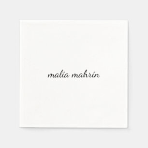Guardanapo De Papel Design de Letra Inicial Monograma Branco Moderno