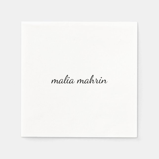 Guardanapo De Papel Design de Letra Inicial Monograma Branco Moderno (Frente)