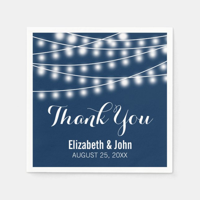 Guardanapo De Papel Design de Luzes de Sequência de Casamento de Verão (Frente)