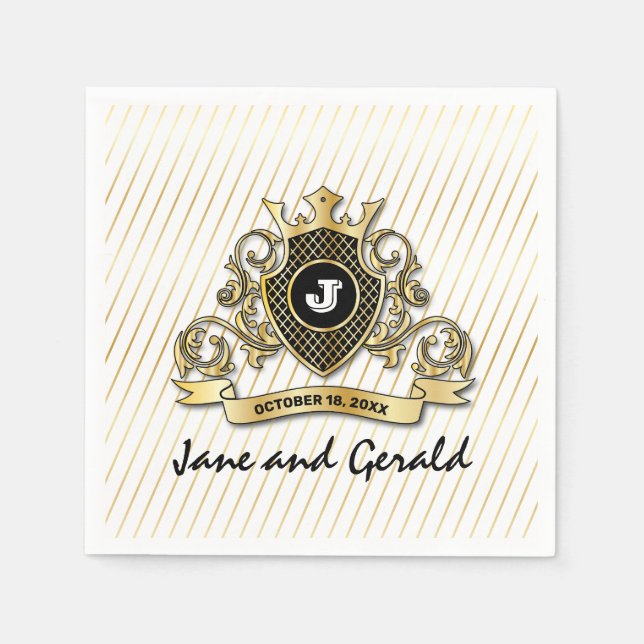 Guardanapo De Papel Design de Monograma Elegante Personalizado Minimal (Frente)