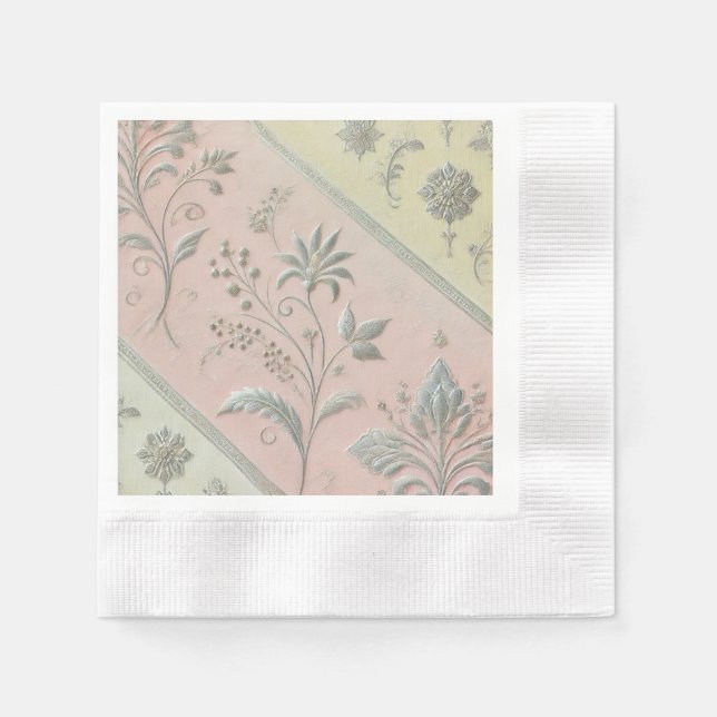 Guardanapo De Papel Design de Motif Floral de Silver Dual Shade (Frente)
