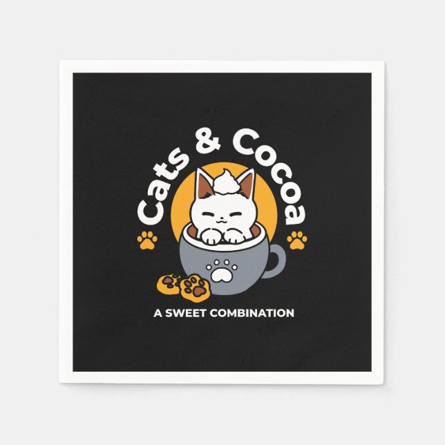 Guardanapo De Papel Design de Mug Feriado com Cozy Cat e Cookies de Pa (Frente)
