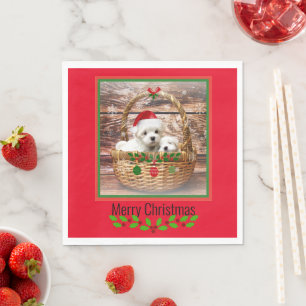 Guardanapo De Papel Design de Natal dos Puppies Malteses