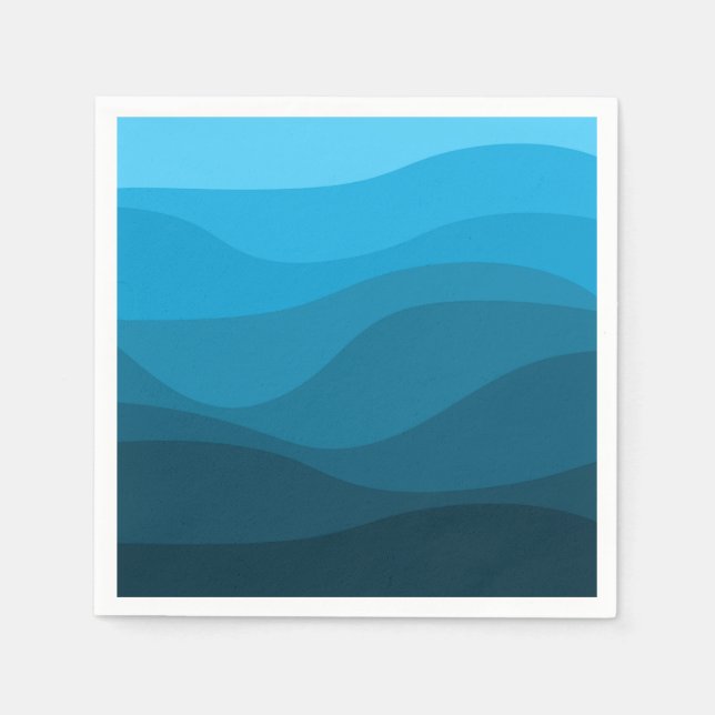Guardanapo De Papel Design de ondas retrógradas de mar azul (Frente)