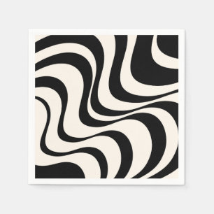Guardanapo De Papel Design de ondas retrorreflectoras modernas a preto
